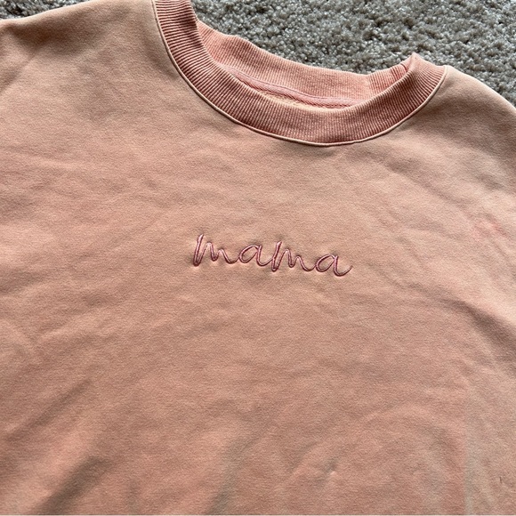 Brooklyn Grace Drop Shoulder "mama" Crewneck Peach Sweater Size Large - Picture 5 of 9